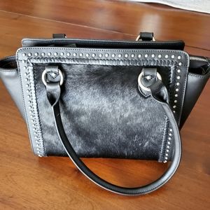 Delila black hand purse sikver studs medium size